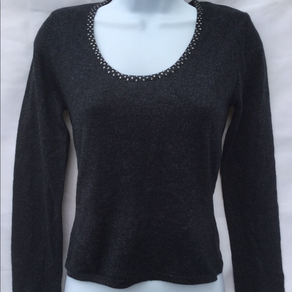 NWT Cache size small silk/cashmere rhinestone gray - Picture 7 of 7